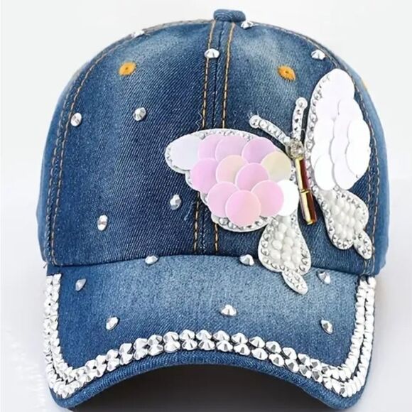 New sequin butterfly summer beach ball cap - Picture 1 of 7